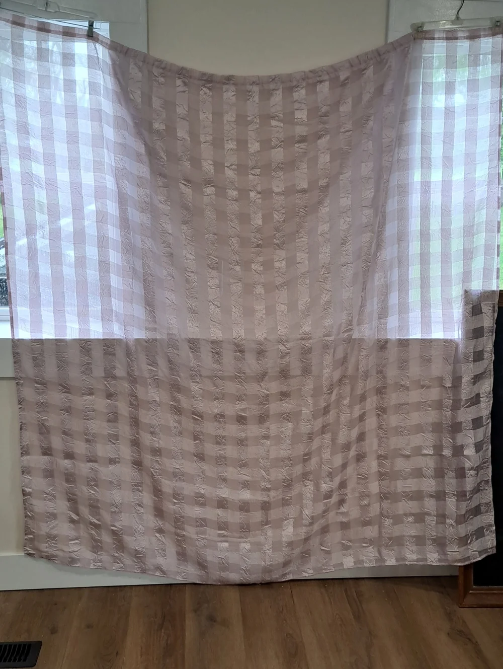 Vintage Cottagecore Shabby Chic Fairycore Lavender Checkered Shower Curtain.